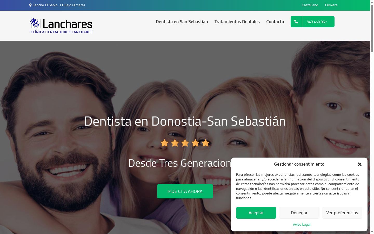 Screenshot del banner di consenso mostrato prima di qualsiasi interazione