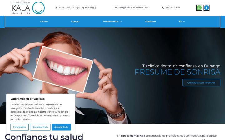 Screenshot of clinicadentalkala.com