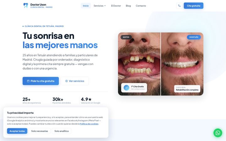 Screenshot stránky clinicadentalmadrid.org