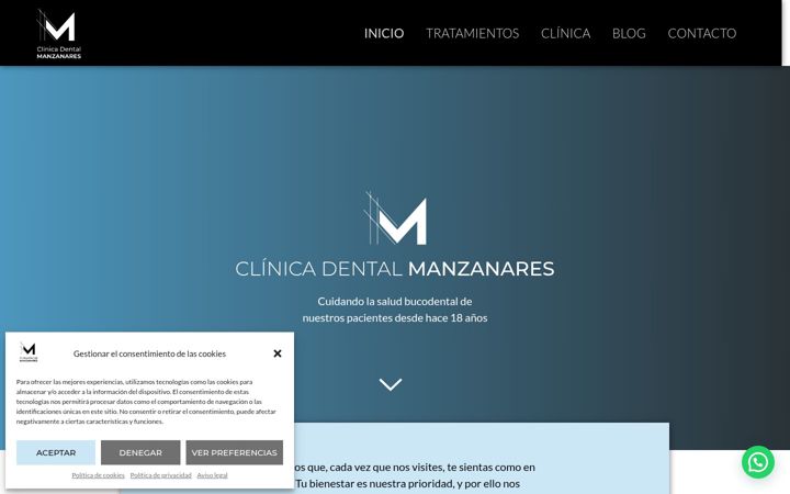 Screenshot of clinicadentalmanzanares.com