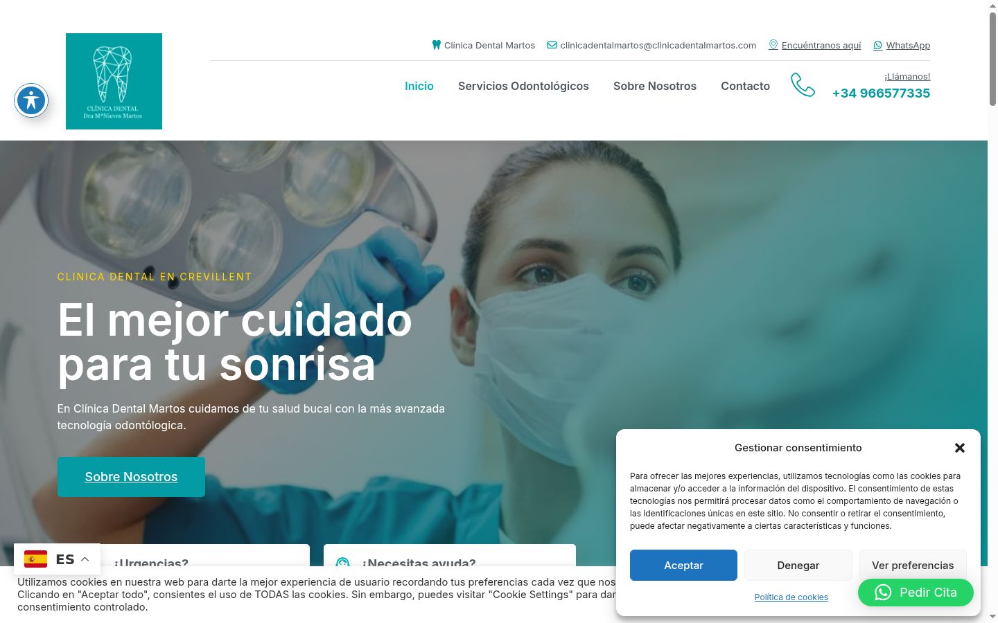 Screenshot del banner di consenso mostrato prima di qualsiasi interazione