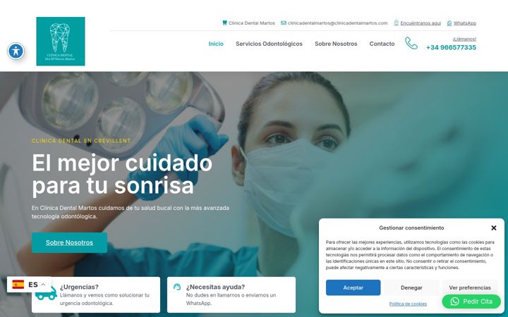 Screenshot of clinicadentalmartos.com
