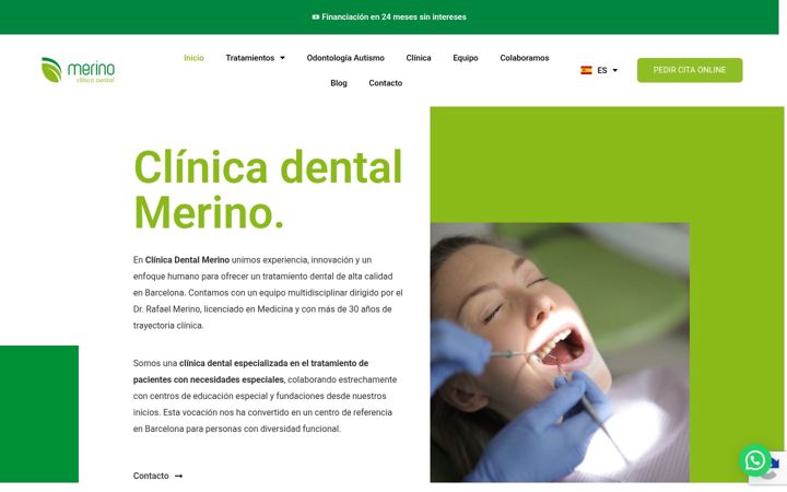 Screenshot of clinicadentalmerino.com