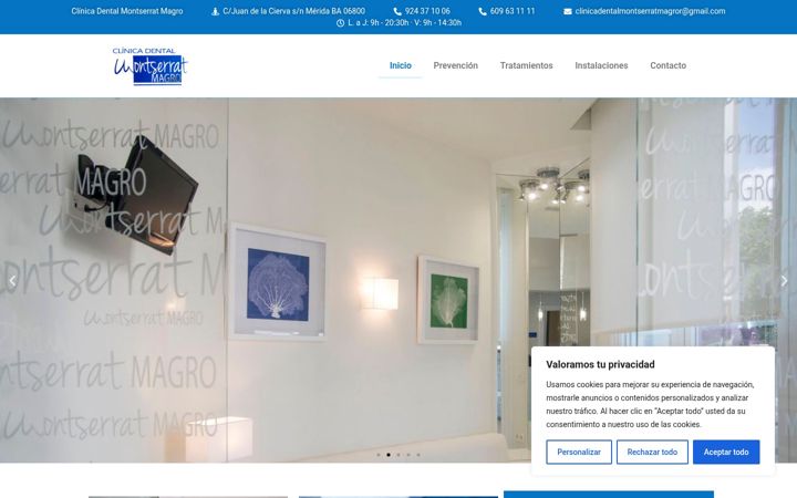Ekrānuzņēmums no clinicadentalmontserratmagro.es