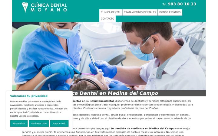Ekrānuzņēmums no clinicadentalmoyano.es