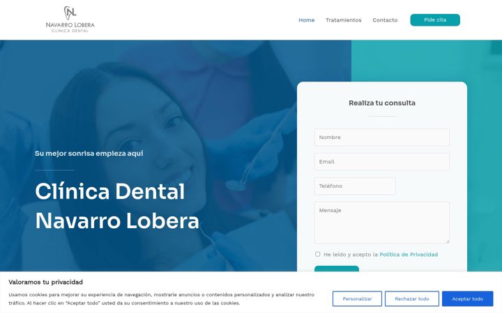 Screenshot of clinicadentalnavarrolobera.com