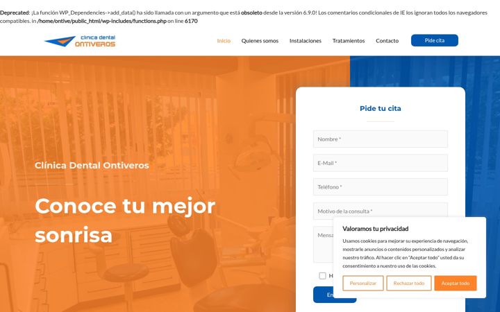 Screenshot of clinicadentalontiveros.es