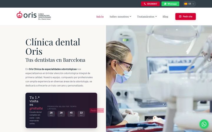 Screenshot of clinicadentaloris.com