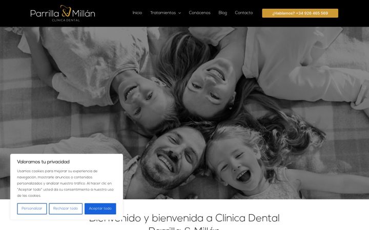 Screenshot of clinicadentalparrillaymillan.com