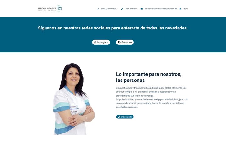 Screenshot of clinicadentalrebecaozores.es