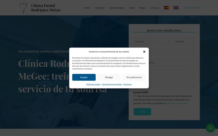 Screenshot of clinicadentalrodriguezmcgee.es