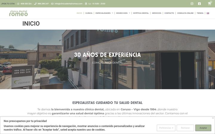 Screenshot of clinicadentalromeo.com