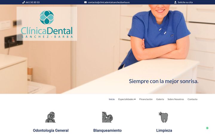 Skærmbillede af clinicadentalsanchezbarba.es