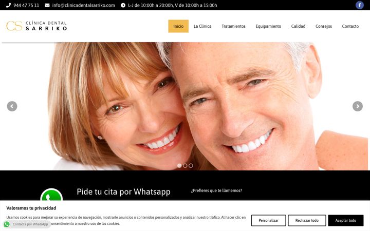 Screenshot of clinicadentalsarriko.com