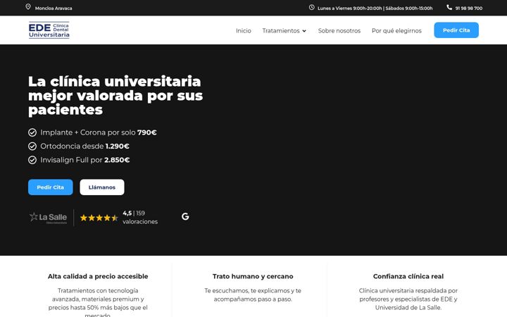 Screenshot of clinicadentaluniversitaria.com