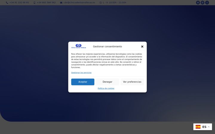 Ekrānuzņēmums no clinicadentalvallecas.es