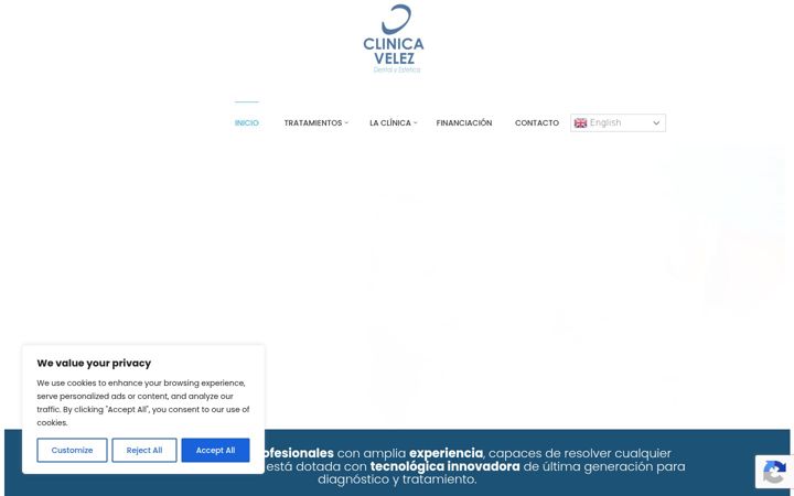 Snímek obrazovky clinicadentalvelez.es