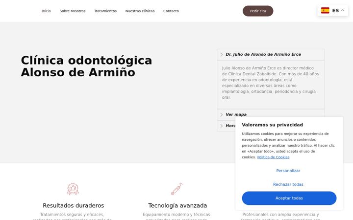Screenshot of clinicadentalzabalbide.com