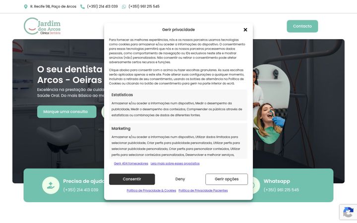 Ekrano kopija clinicadentariajardimdosarcos.pt