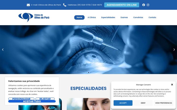 Ekraanipilt saidist clinicadeolhosdopara.com.br