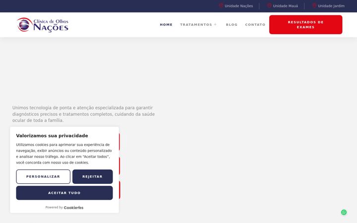 Screenshot of clinicadeolhosnacoes.com.br