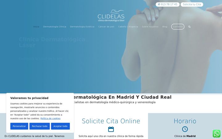 Snímek obrazovky clinicadermatologicalaser.es