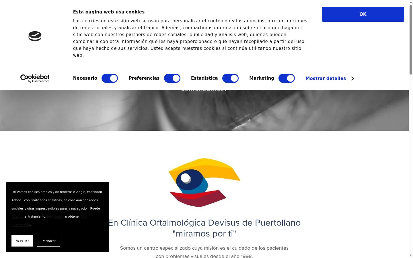 Screenshot of the consent banner shown before any interaction