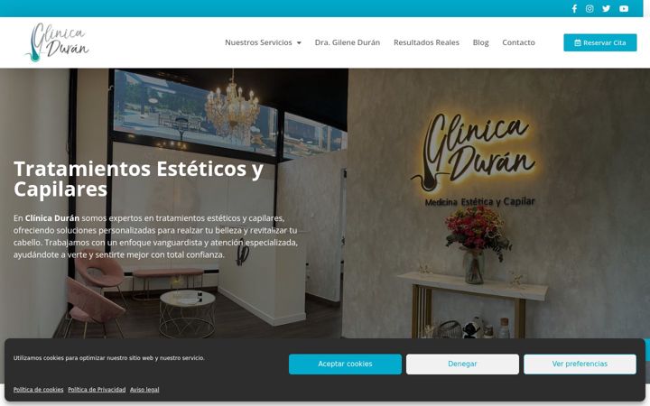Screenshot of clinicaduranmedicinaesteticaycapilar.com