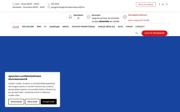 Screenshot van clinicaeminescu100.ro
