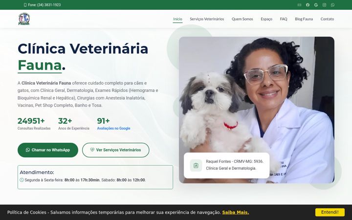 Screenshot of clinicafaunavet.com.br