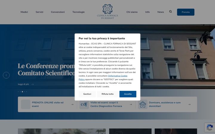 Skærmbillede af clinicafornaca.it