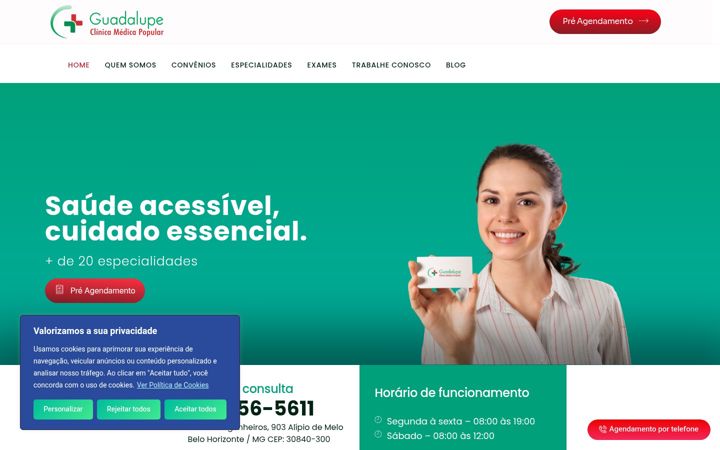 Screenshot of clinicaguadalupe.com.br