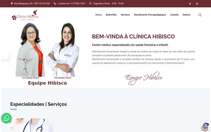 Skärmbild av clinicahibisco.com.br