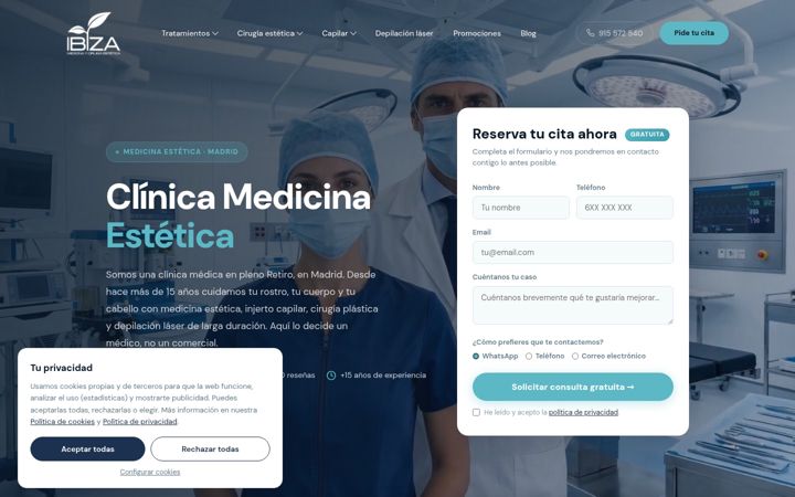 Screenshot of clinicaibiza.com