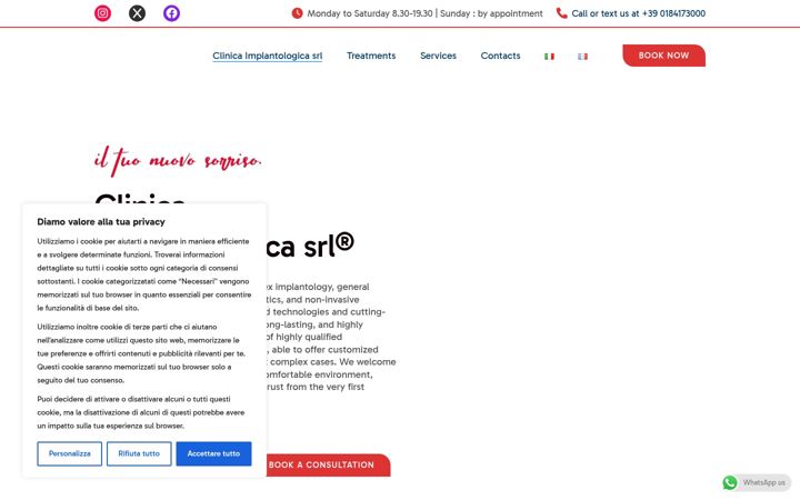Screenshot of clinicaimplantologicasrl.com