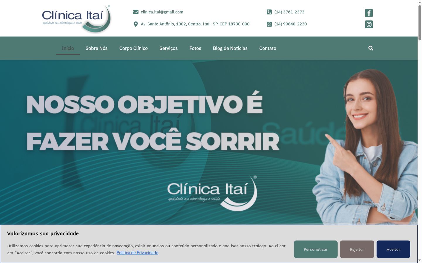 Screenshot del banner di consenso mostrato prima di qualsiasi interazione