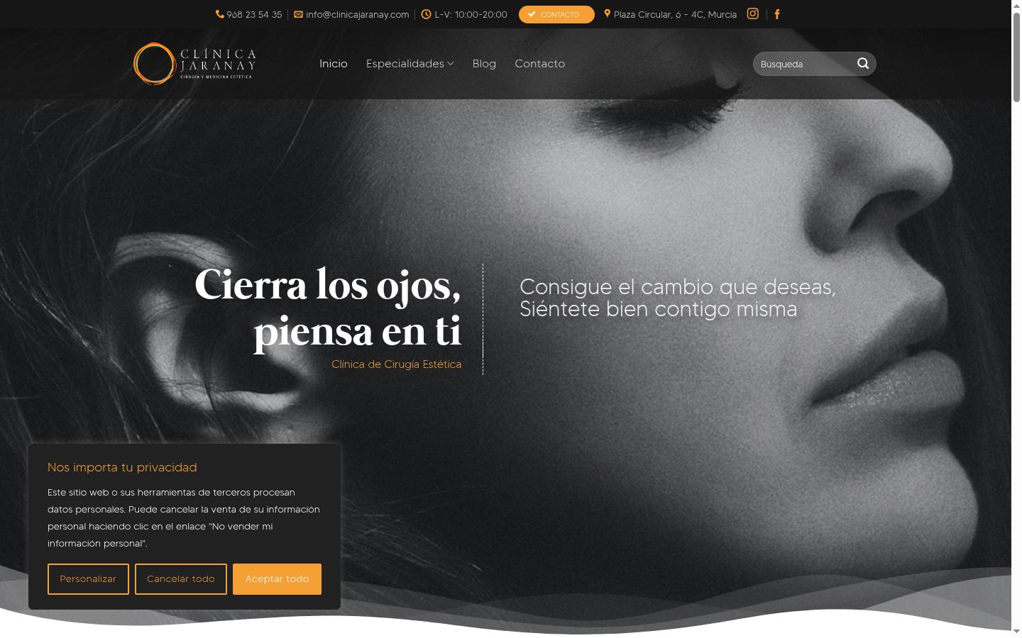 Screenshot del banner di consenso mostrato prima di qualsiasi interazione