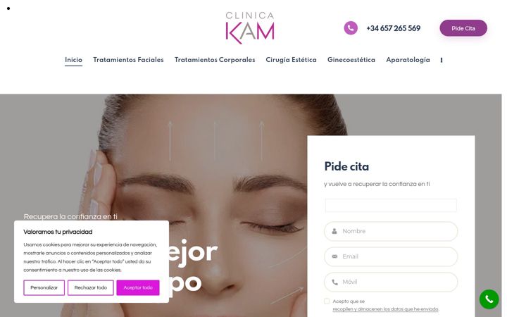 Screenshot of clinicakam.com
