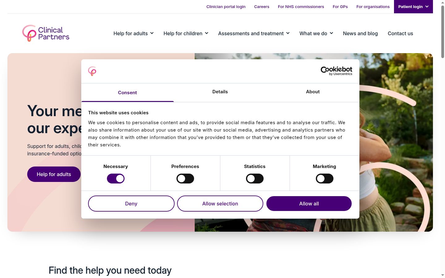 Screenshot del banner di consenso mostrato prima di qualsiasi interazione