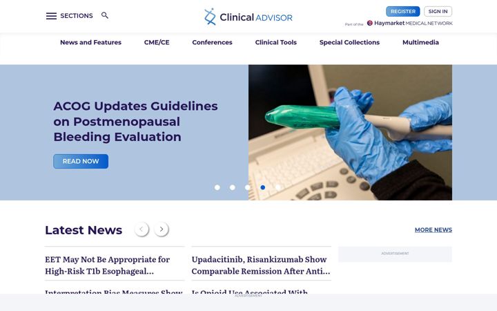 Screenshot of clinicaladvisor.com