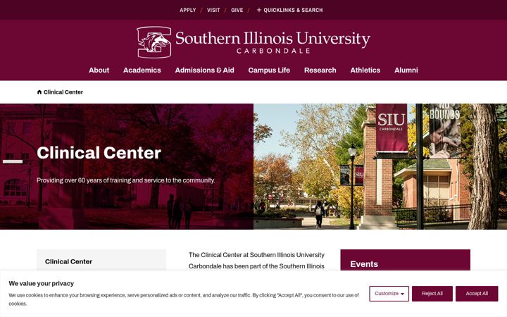 Screenshot von clinicalcenter.siu.edu