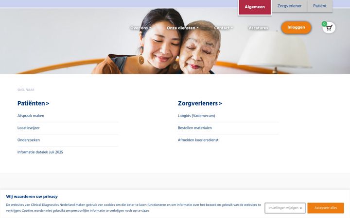 Screenshot of clinicaldiagnostics.nl