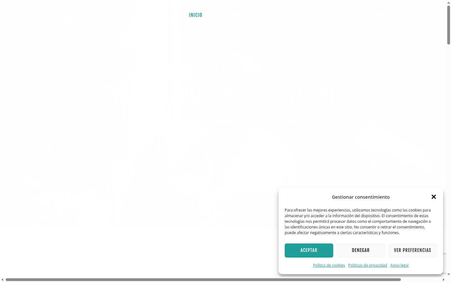 Captura de pantalla del banner de consentimiento mostrado antes de cualquier interacción