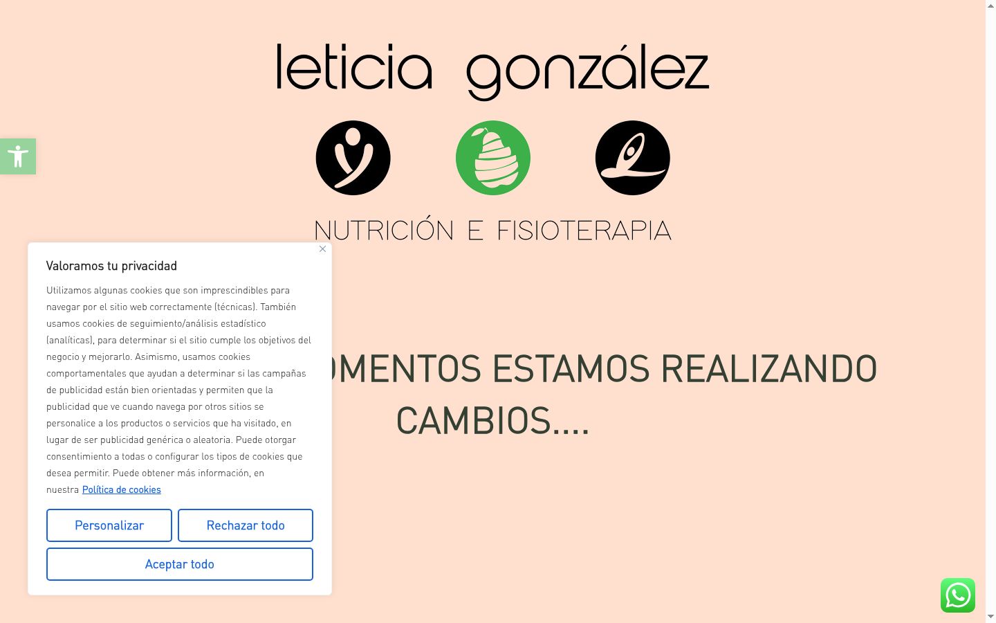 Captura de pantalla del banner de consentimiento mostrado antes de cualquier interacción