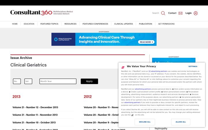Screenshot of clinicalgeriatrics.com