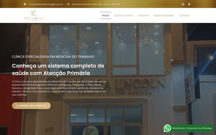 Screenshot of clinicalincoln.com.br