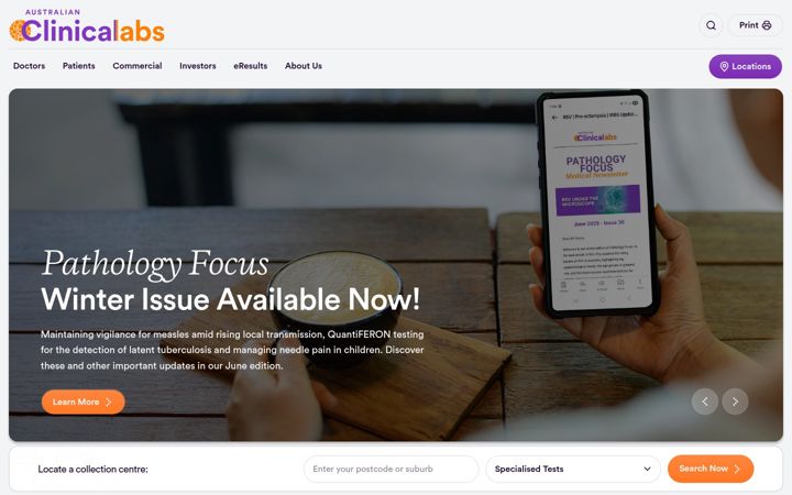 Screenshot of clinicallabs.com.au