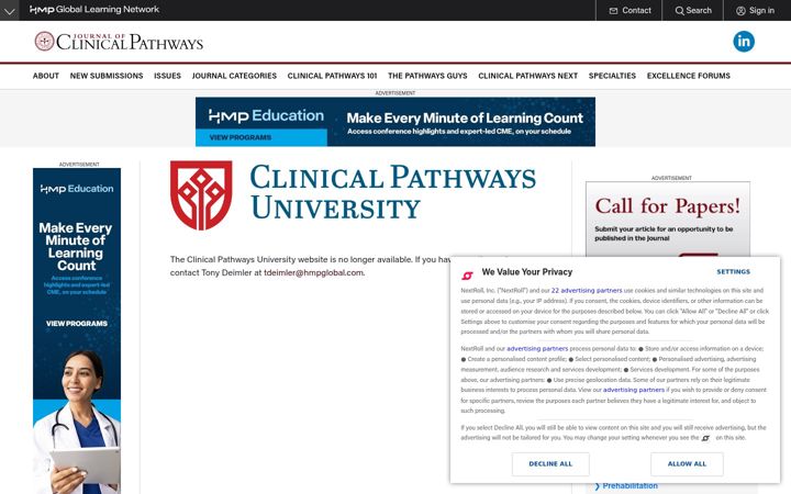 Screenshot of clinicalpathwaysuniversity.com