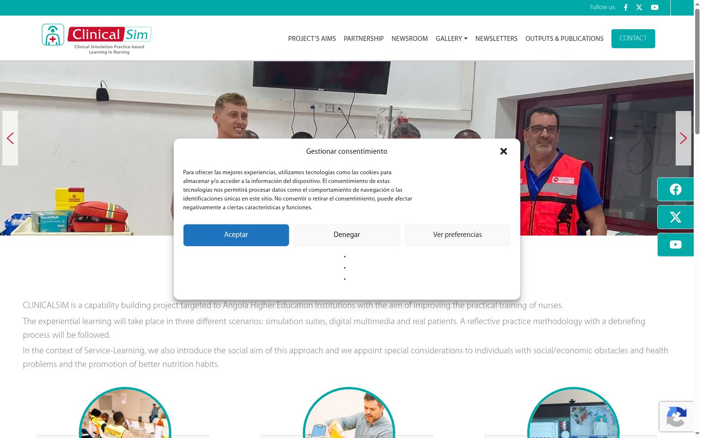 Captura de ecrã do banner de consentimento apresentado antes de qualquer interação