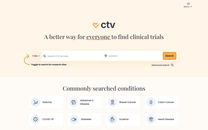 Screenshot of clinicaltrialsveeva.com